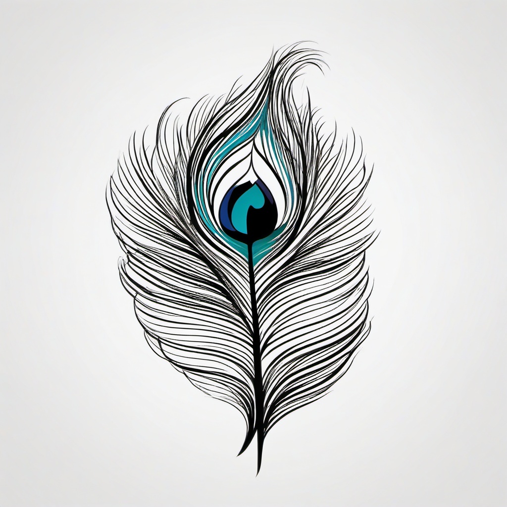 Tattoo Feather Peacock - Peacock feather-inspired tattoo.  simple vector tattoo,minimalist,white background