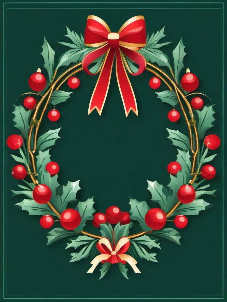 Christmas Ornament clipart - ornament with a wreath design  color,minimalist,vector clipart