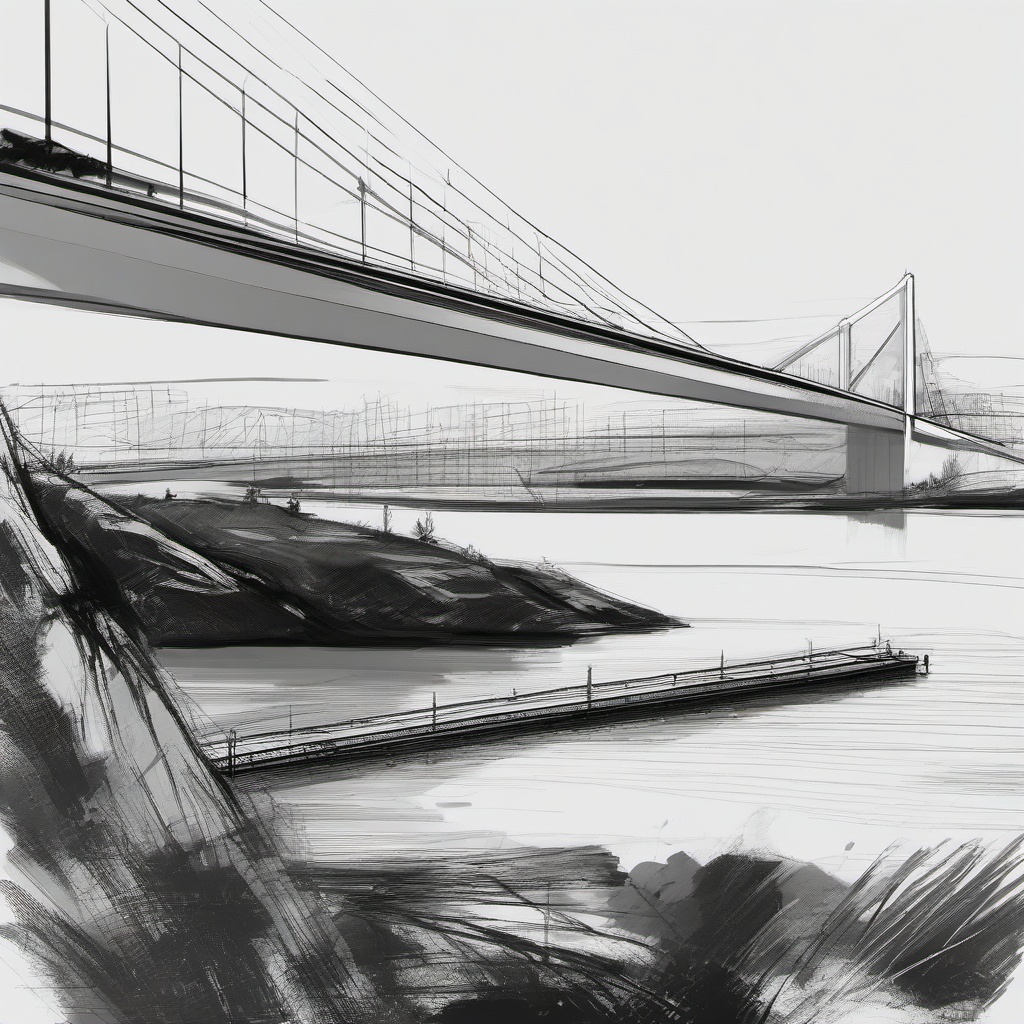 sketch of a bridge  minimal rough sketch scribbles,doodles,black and white