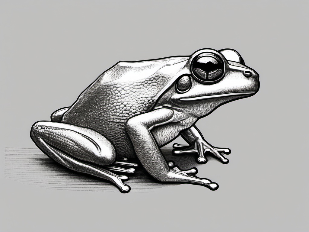 drawing of Cuban tree frog  minimal rough sketch scribbles,doodles,black and white