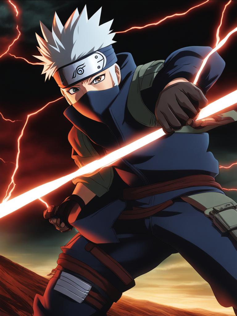 kakashi hatake uses his sharingan eye to execute lightning-fast attacks. 