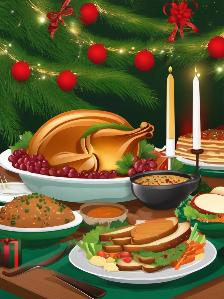 Holiday clipart - holiday feast with family and friends  