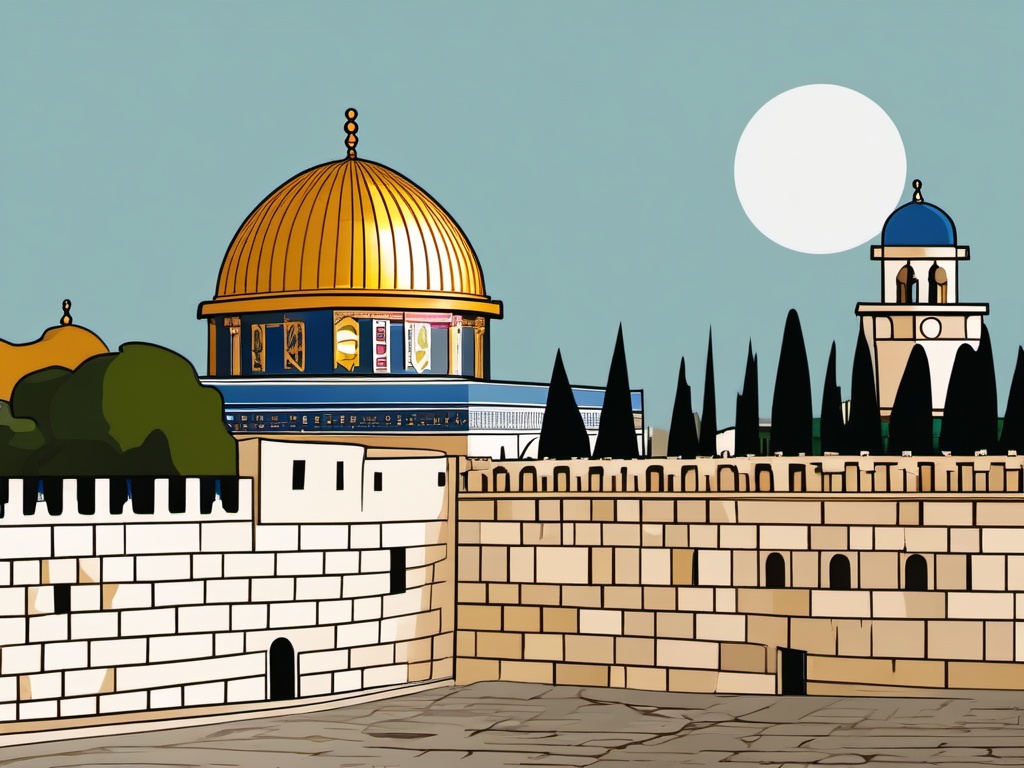 Jerusalem clipart - Western Wall and Dome of the Rock in Israel, ,color clipart vector style