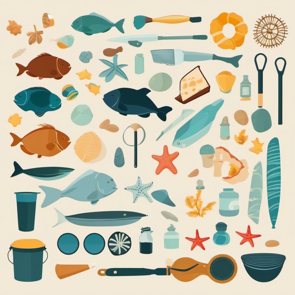 Beachcombing Finds clipart - Collecting beach treasures, ,vector color clipart,minimal