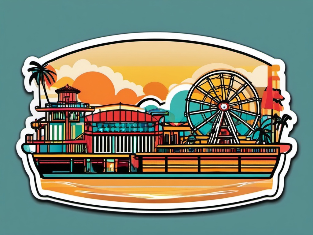 Coney Island sticker- Iconic amusement park and beach in Brooklyn, New York, , sticker vector art, minimalist design