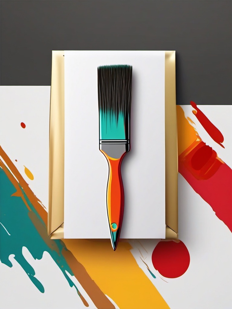 Paintbrush Sticker - Artist's paintbrush in vibrant colors, ,vector color sticker art,minimal