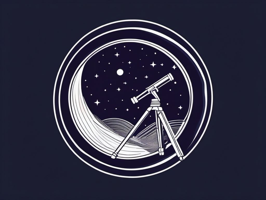 Star Gazing Telescope Sticker - Cosmic exploration, ,vector color sticker art,minimal