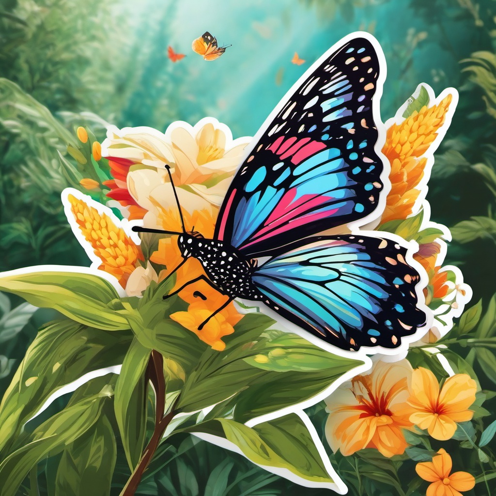 Butterfly Garden sticker- Fluttering Beauty Wonderland, , color sticker vector art