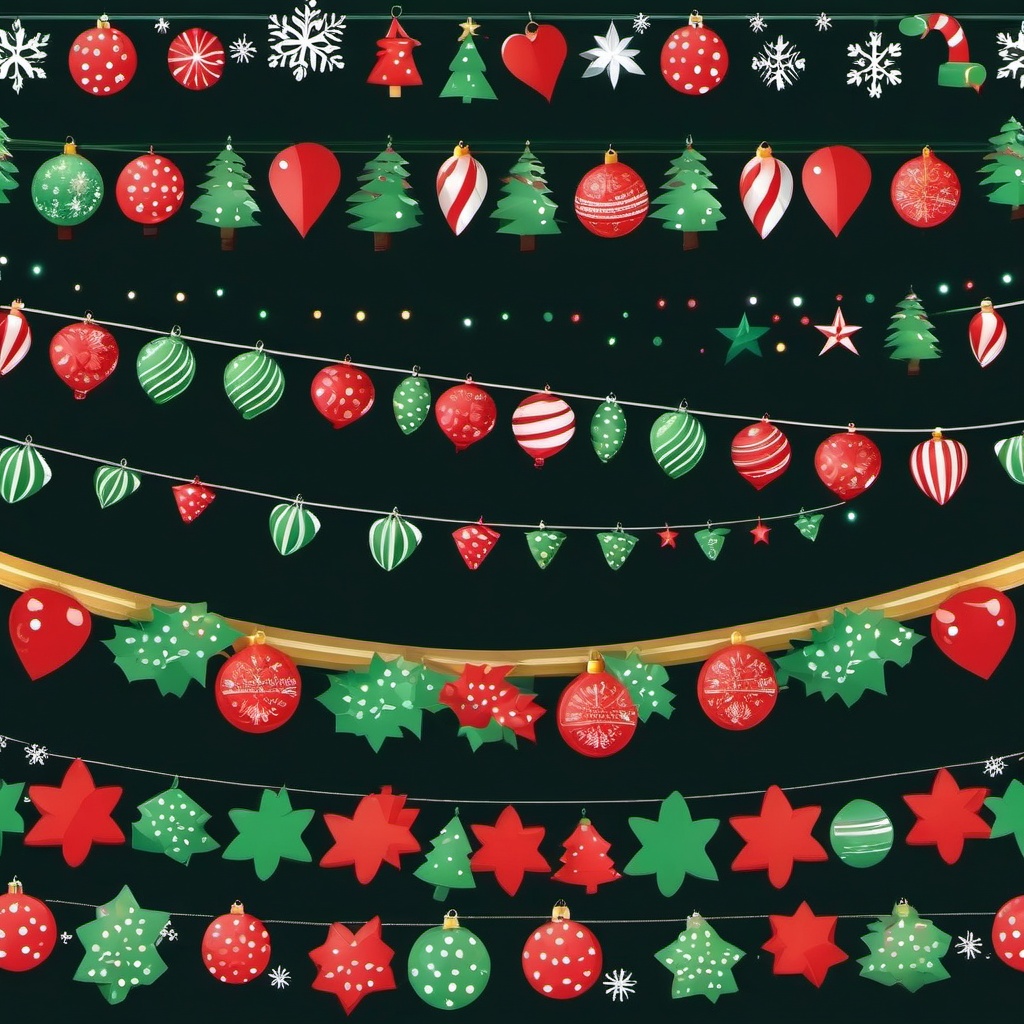 Christmas garland clipart, Festive garland decorated for Christmas.  simple, 2d flat