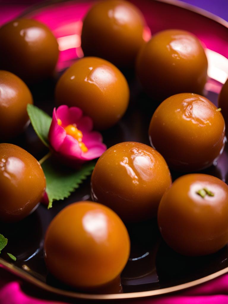 gulab jamun, an indian sweet, served at a lavish wedding celebration in rajasthan. 