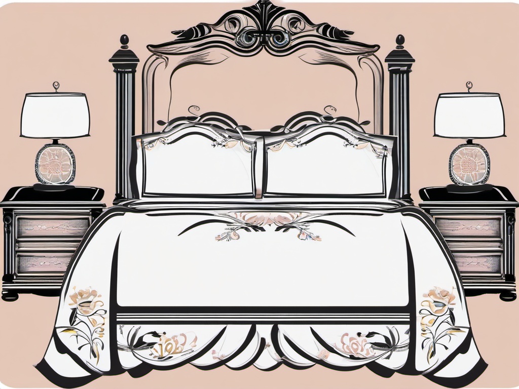 Bed clipart - bed with a soft quilt and decorative pillows  