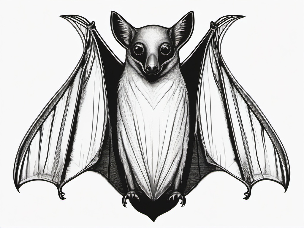 drawing of an Egyptian fruit bat  minimal rough sketch scribbles,doodles,black and white