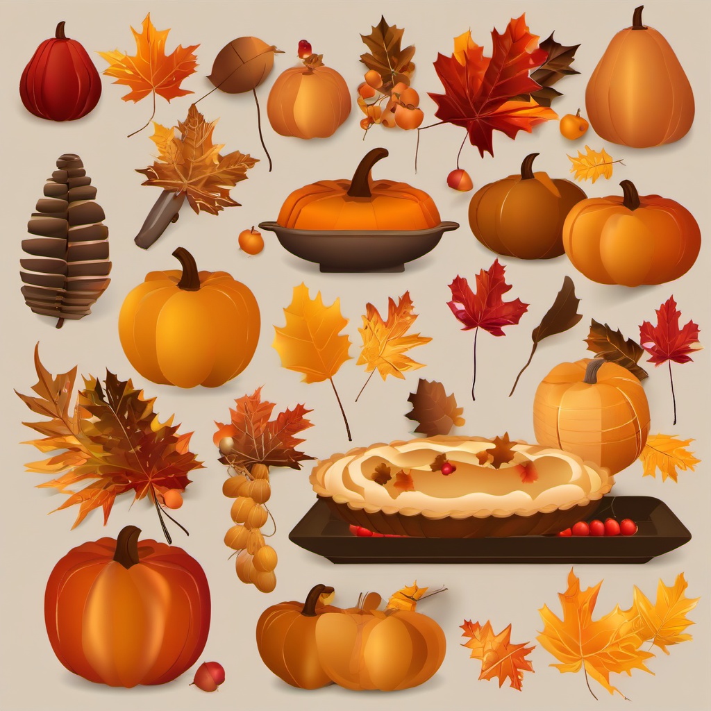 November clipart - festive decorations for Thanksgiving  