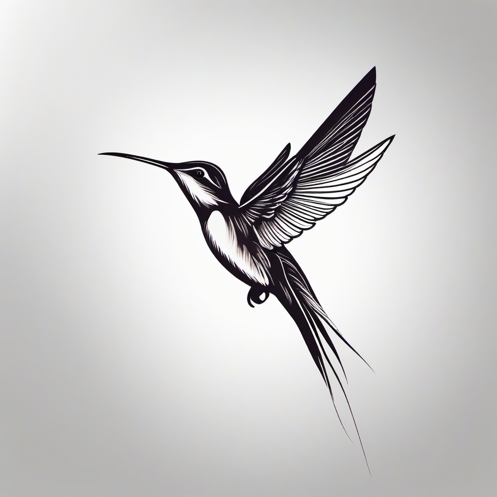 Hummingbird Tattoo - Design featuring a hummingbird  minimalist tattoo design, white background