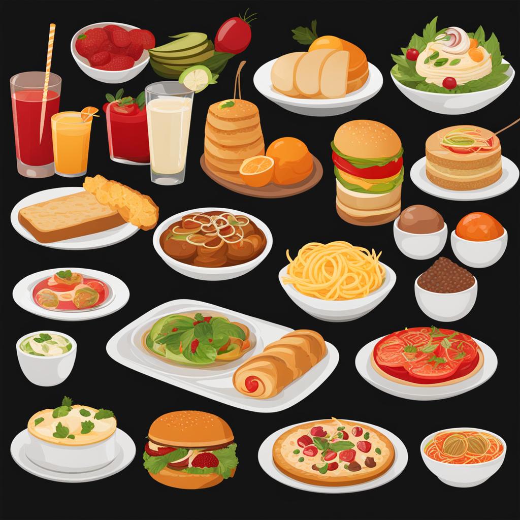 food clipart - displaying an array of delicious dishes. 