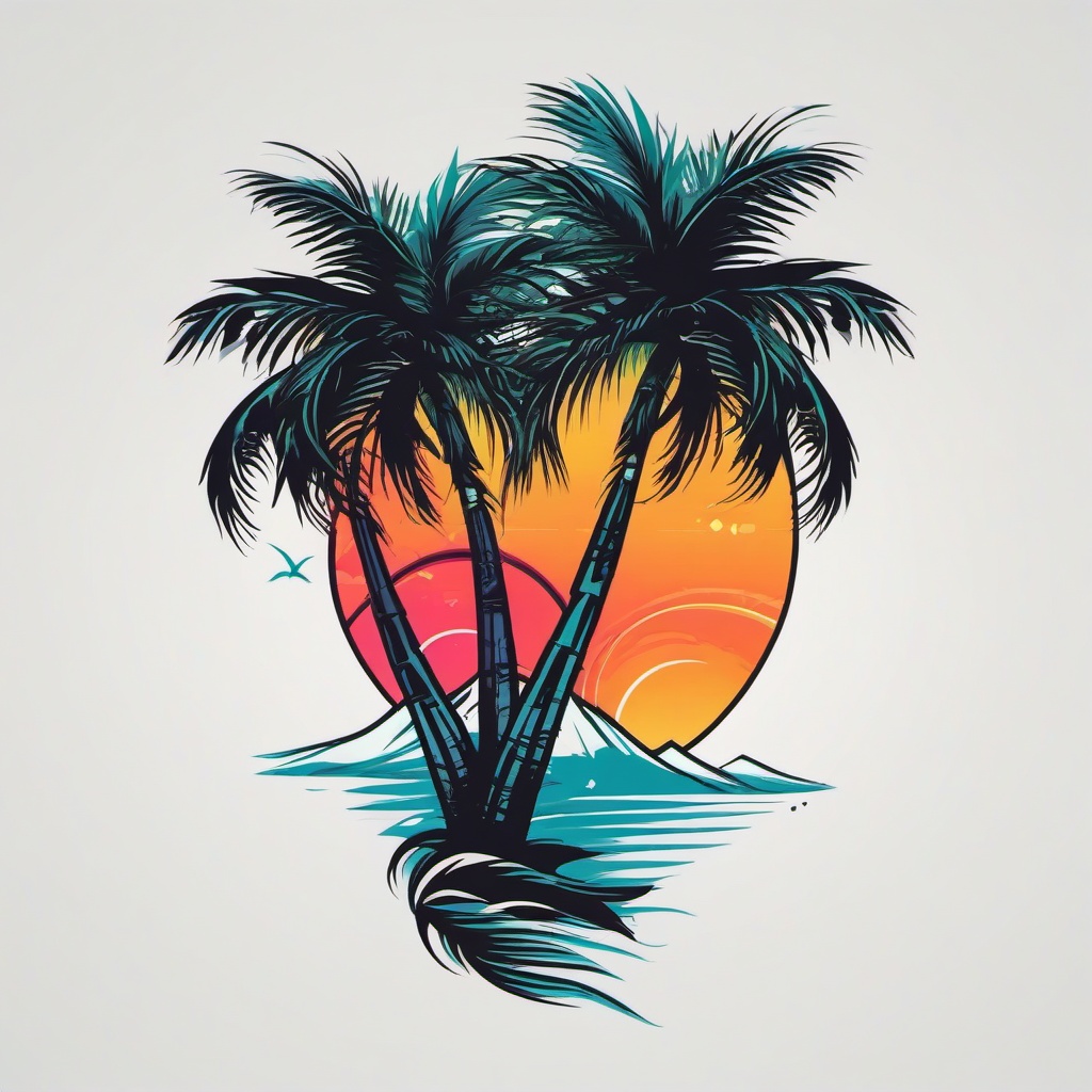 two palm tree tattoo  simple vector color tattoo