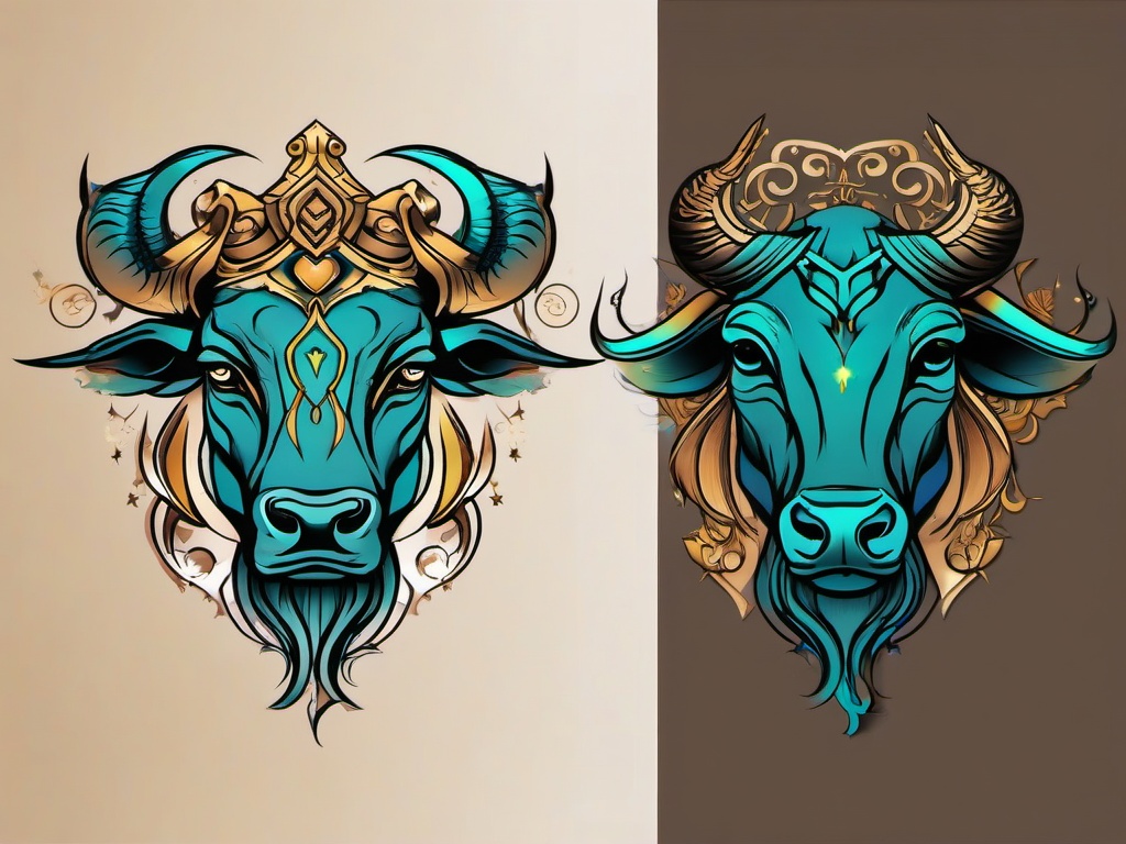 gemini taurus tattoo  simple vector color tattoo