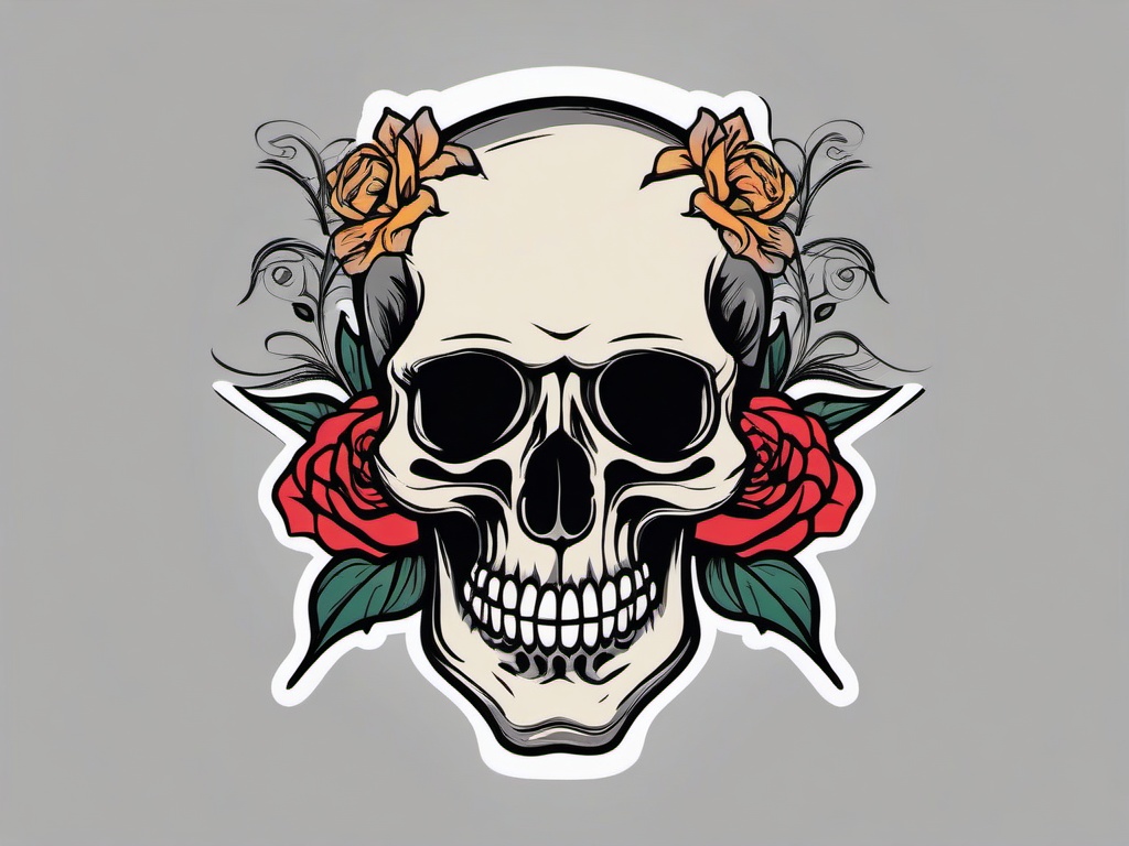 dancing skull tattoo  simple vector color tattoo