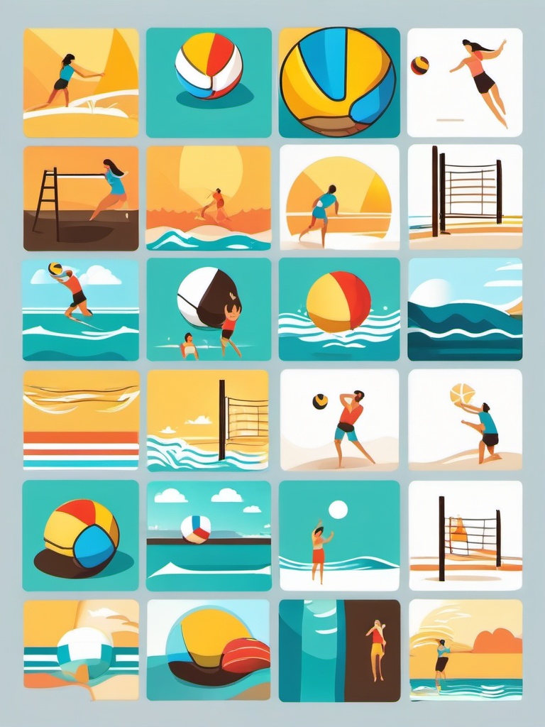 Beach Volleyball Fun clipart - Enjoying beach volleyball, ,vector color clipart,minimal