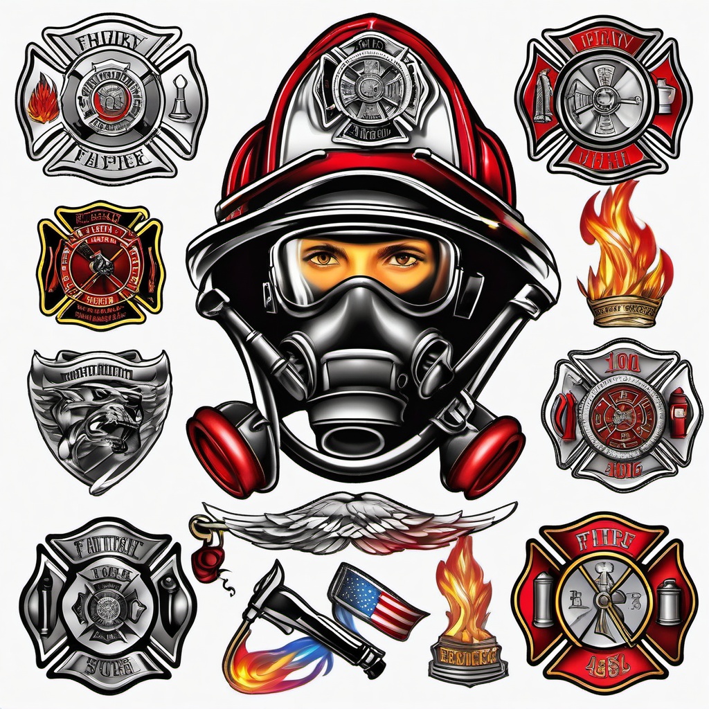 firefighter temporary tattoos  simple color tattoo,white background