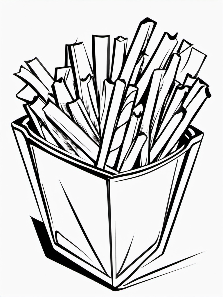 Food Coloring Pages - French fries in a red carton  simple coloring pages