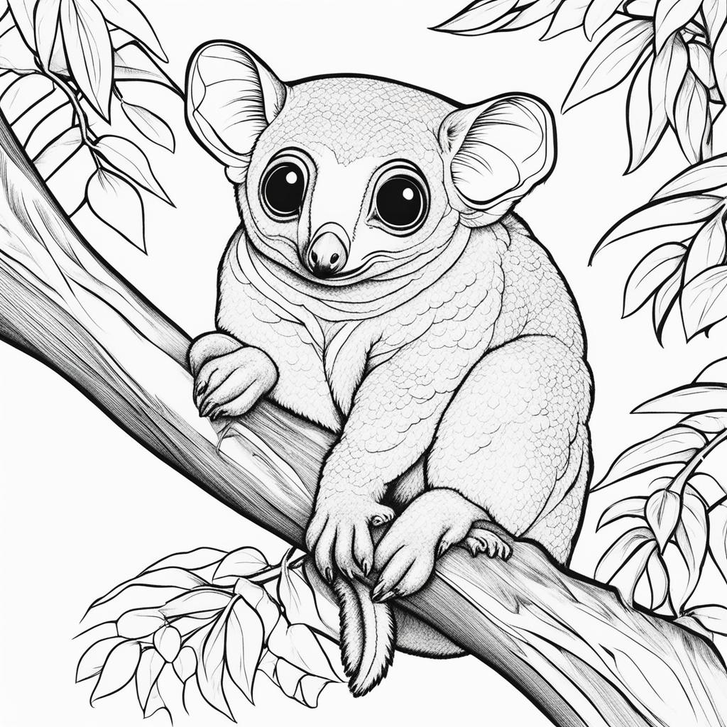 malayan flying lemur cute animals coloring page 