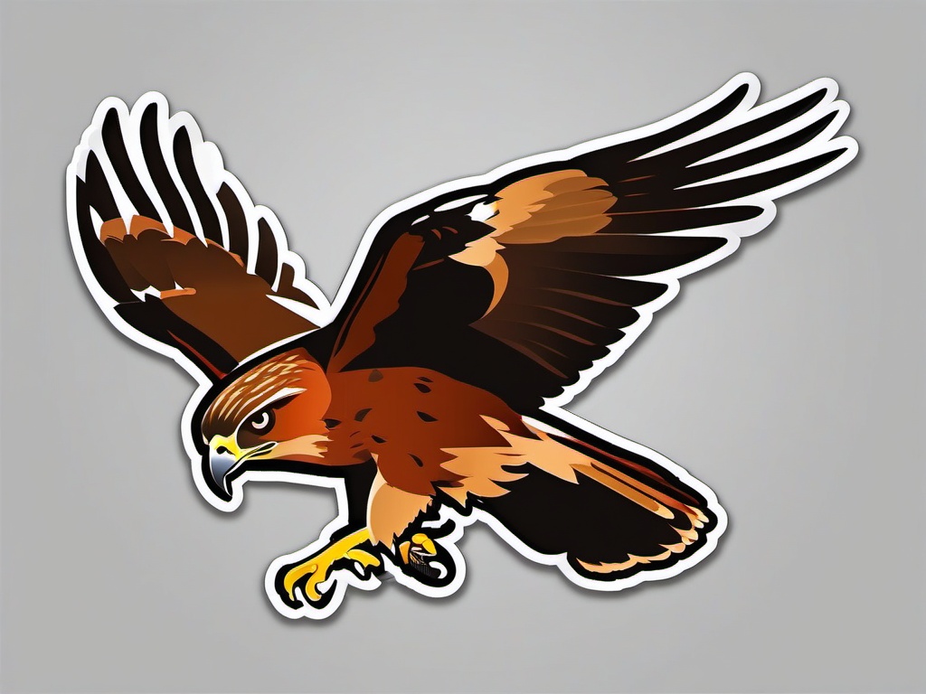 Red-Tailed Hawk Sticker - A red-tailed hawk with a distinctive rust-colored tail, ,vector color sticker art,minimal