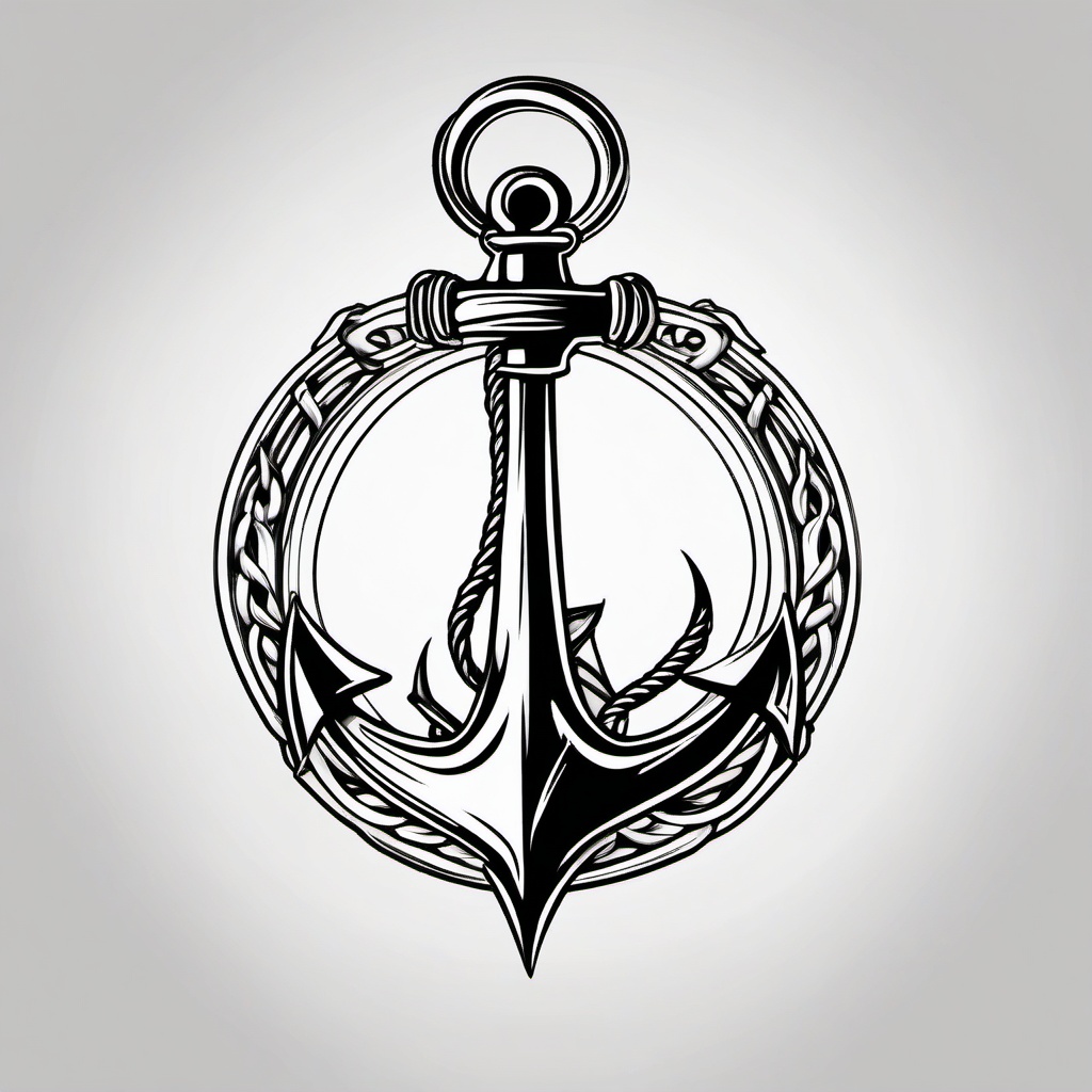 Anchor Tattoo - A classic anchor tattoo on a sailor's forearm  few color tattoo design, simple line art, design clean white background