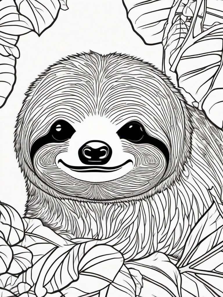 Sloth Coloring Page - Slow Hanging Mammal  black outline printable coloring page