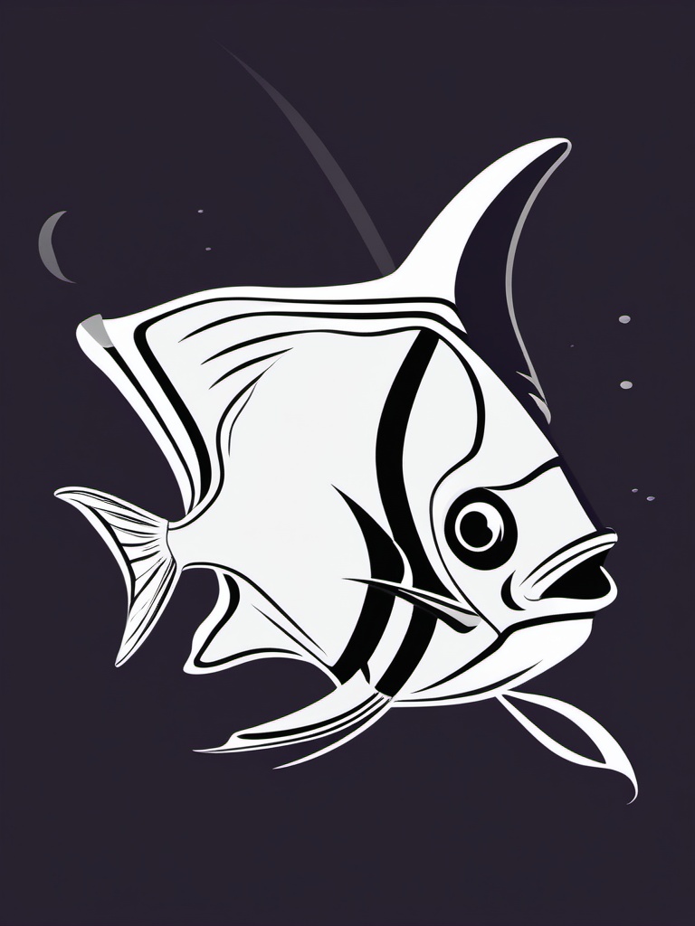 Spadefish Clipart - Spadefish near a shipwreck's mast , minimal, 2d