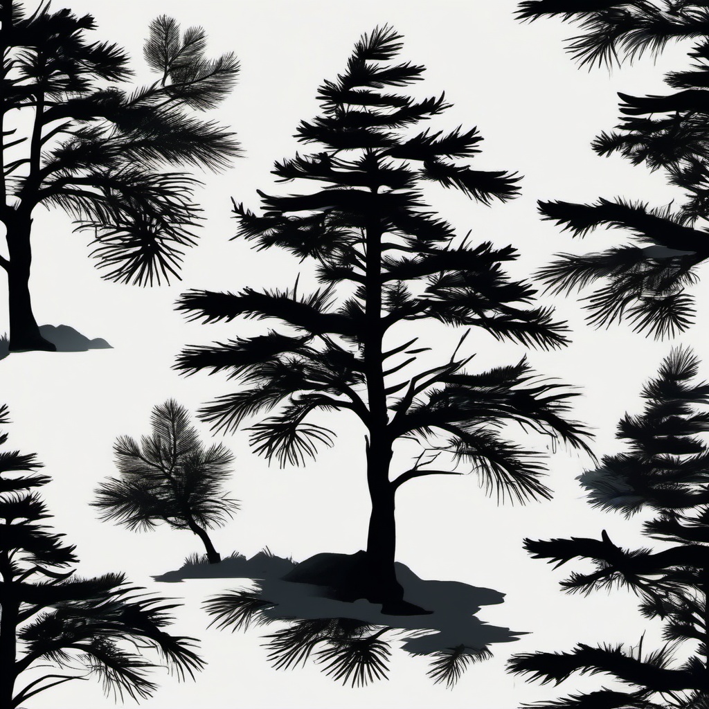 pine tree silhouette tattoo  simple color tattoo,white background