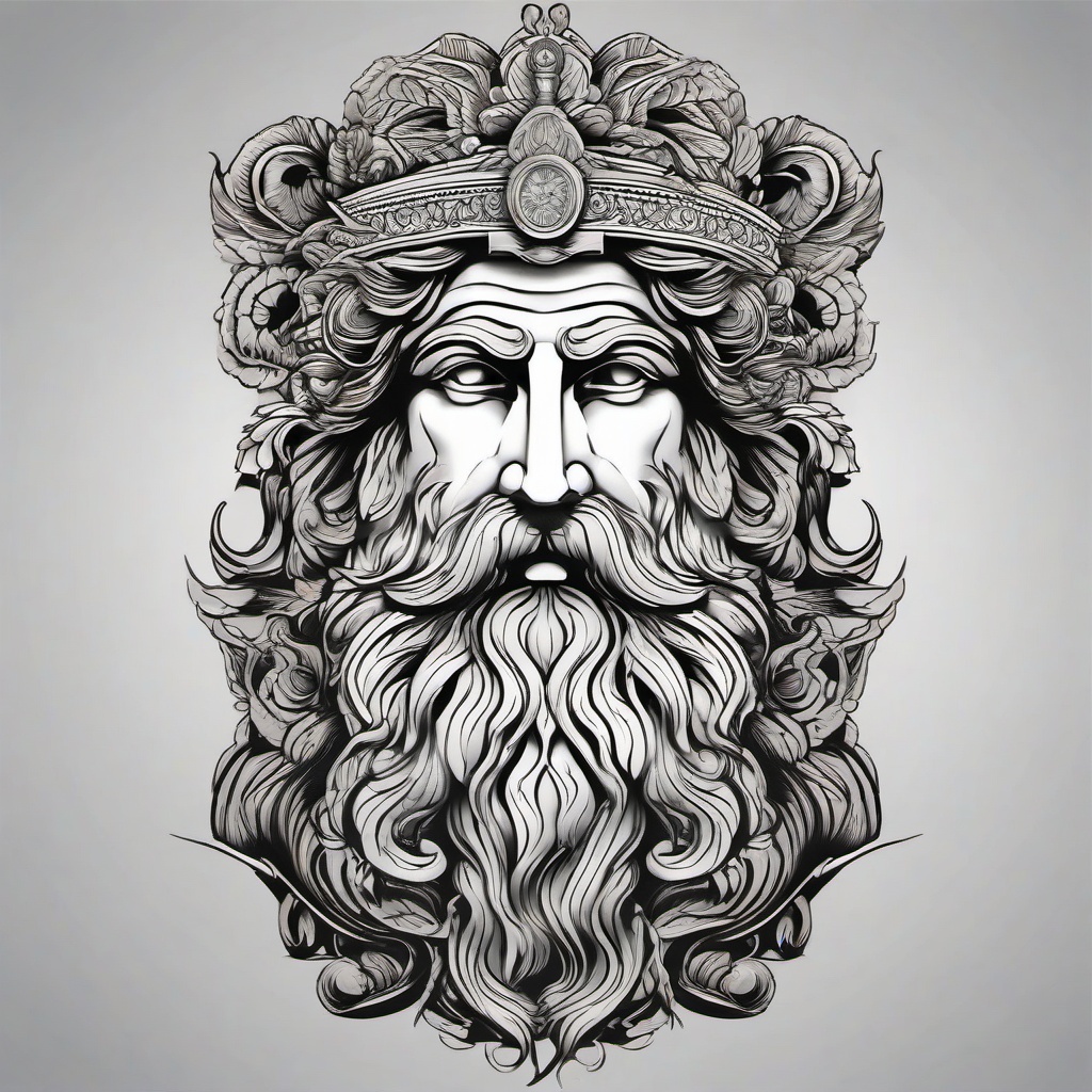 Tattoo Greek God-Intricate and detailed tattoo featuring a Greek god, capturing elements of mythology and ancient art.  simple color vector tattoo
