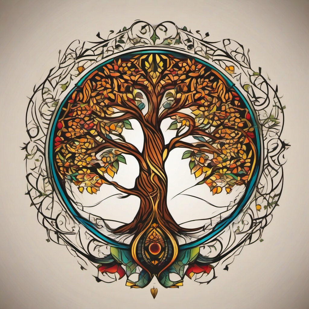 tree of life kabbalah tattoo  simple vector color tattoo