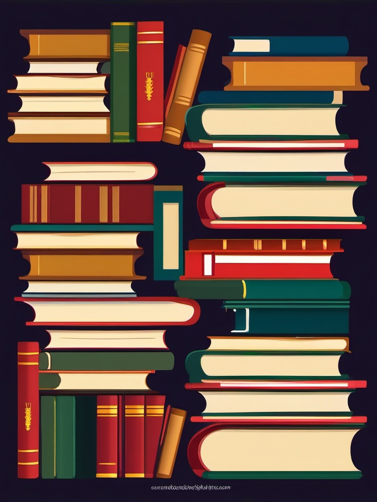 Clipart Stacked Books,Decorating a library poster with clipart of stacked books  simple, 2d flat