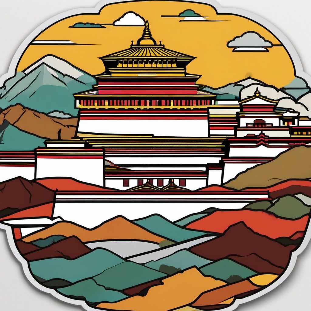 Potala Palace sticker- Iconic Tibetan palace in Lhasa, , sticker vector art, minimalist design