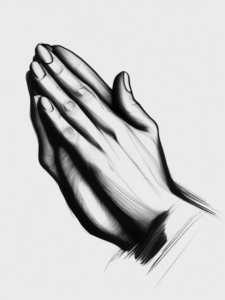 sketch of praying hands  minimal rough sketch scribbles,doodles,black and white