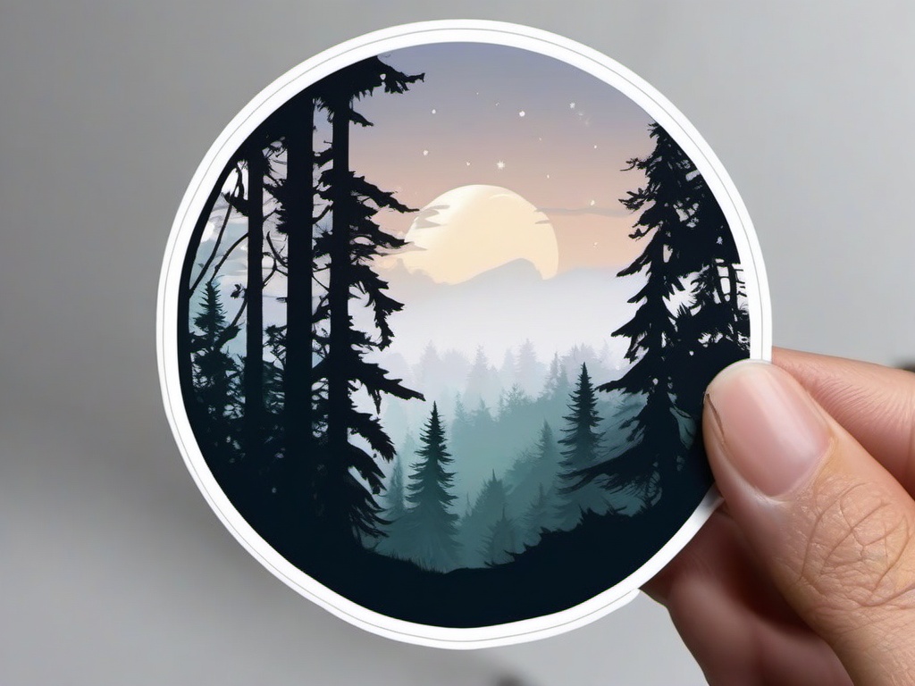 Foggy forest sticker- Mystical and enchanting, , sticker vector art, minimalist design