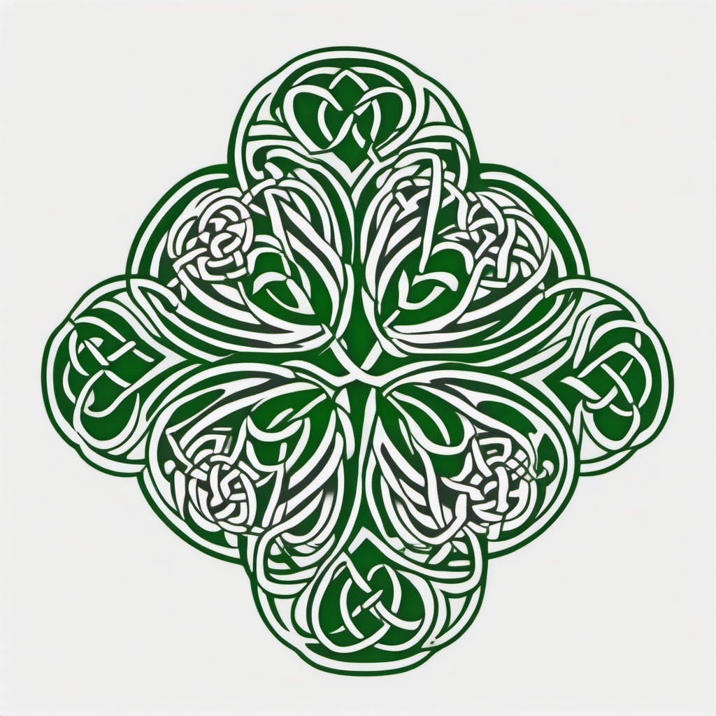 celtic knot shamrock tattoo  simple color tattoo,minimal,white background