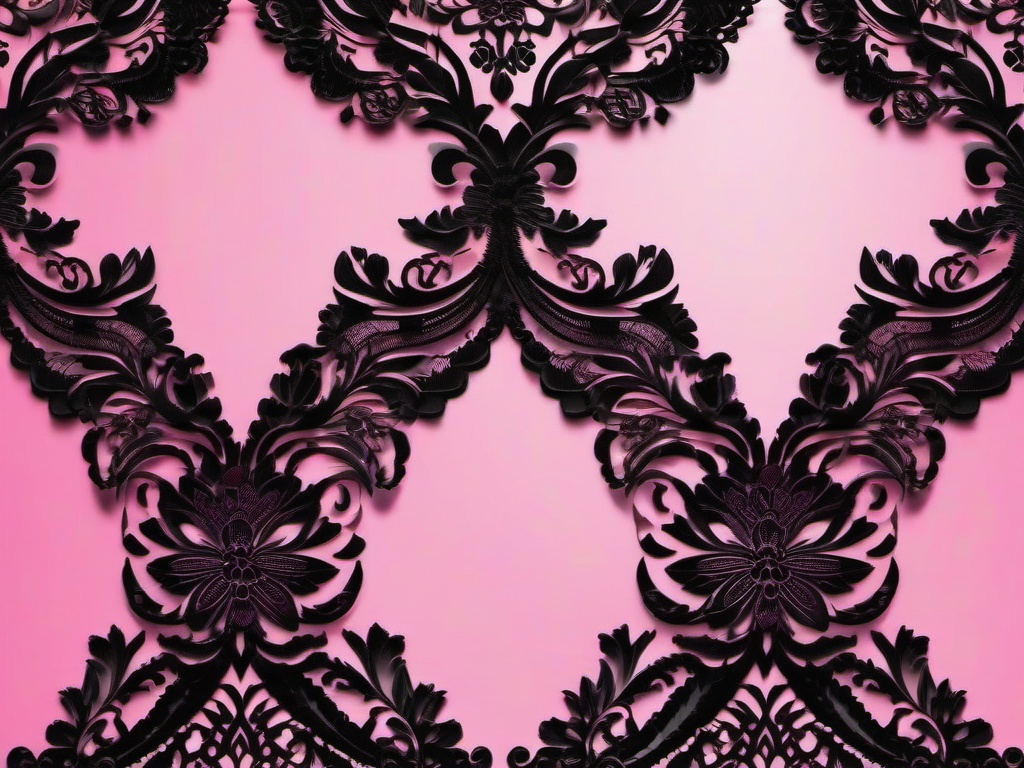 Background Pink And Black-Pink with black lace-like patterns around the edges  background wallpaper