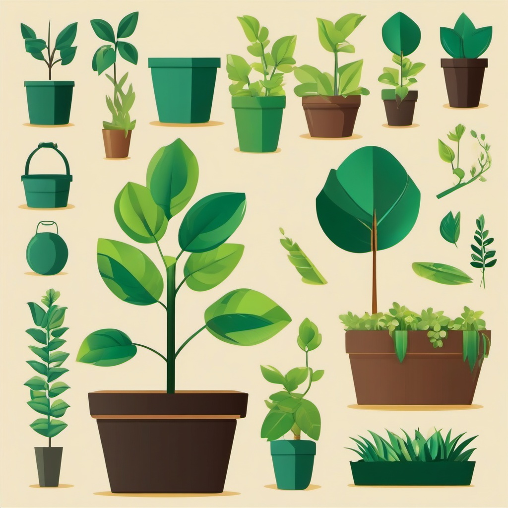 Clipart Plant,Decorating an environmental conservation poster  simple, 2d flat