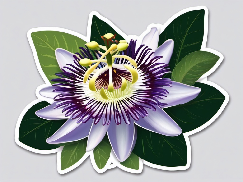 Passion Flower Sticker - Capture the intricate and symbolic beauty of passion flowers with this sticker, , sticker vector art, minimalist design