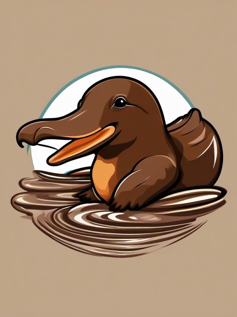 Playful Platypus - Create a design with a platypus doing synchronized swimming in a chocolate river. ,t shirt vector design