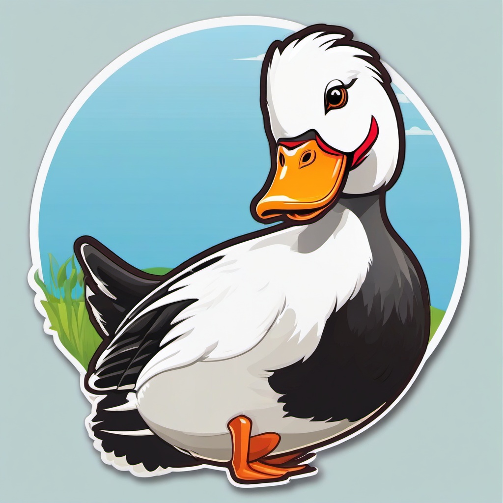 Muscovy Duck cartoon - large, quiet duck breed  cartoon sticker style