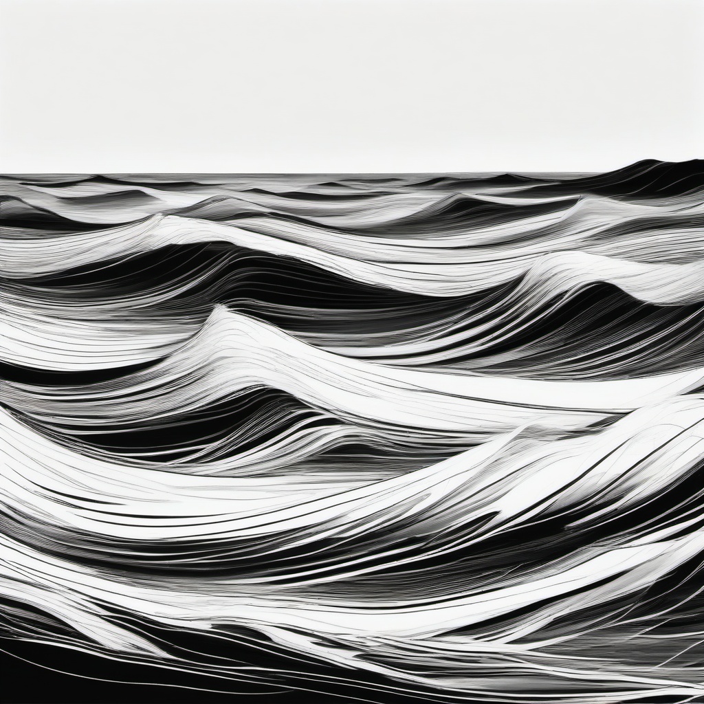 drawing of waves in a tranquil sea  minimal rough sketch scribbles,doodles,black and white