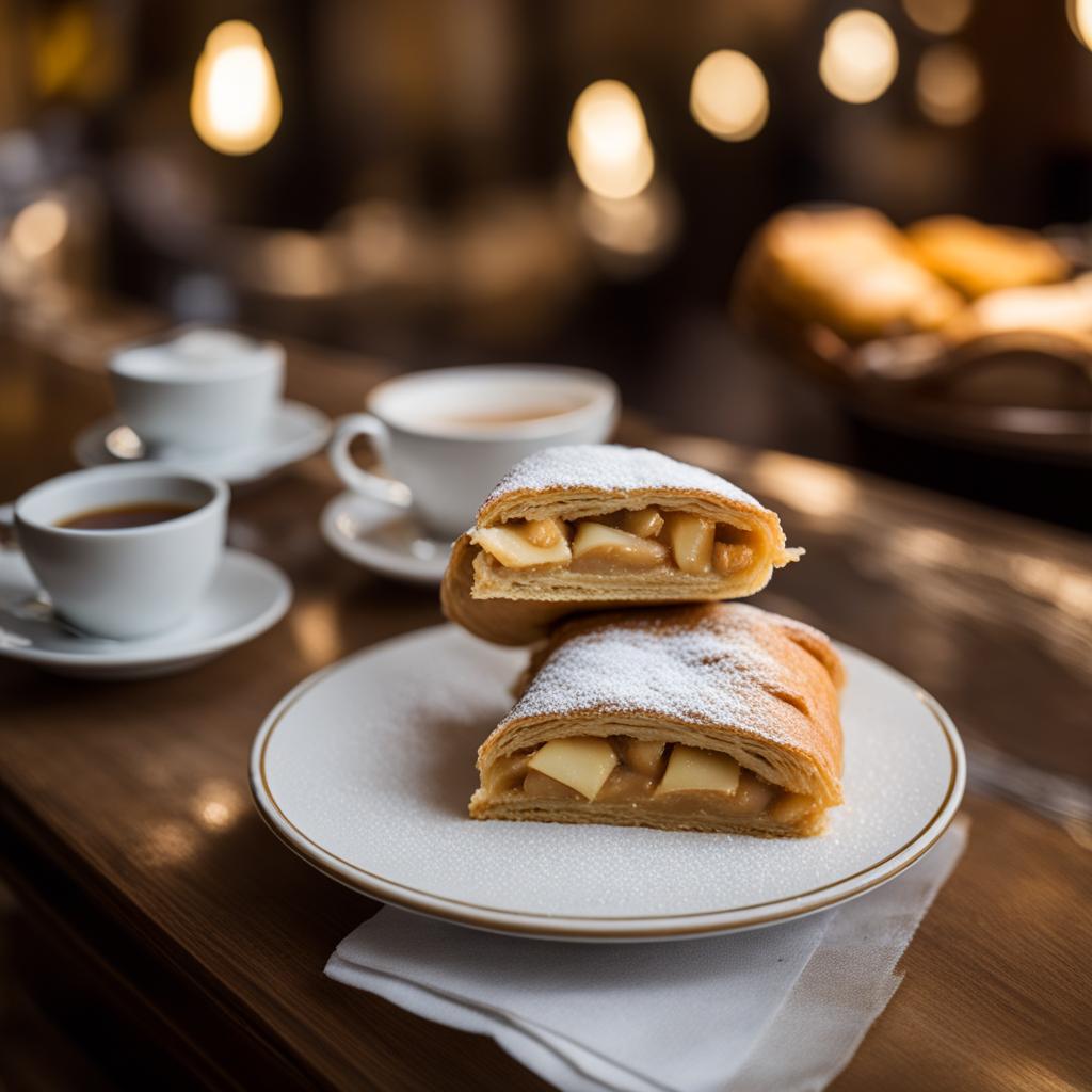 strudel, austrian apple pastry, relished at a cozy café in vienna. 