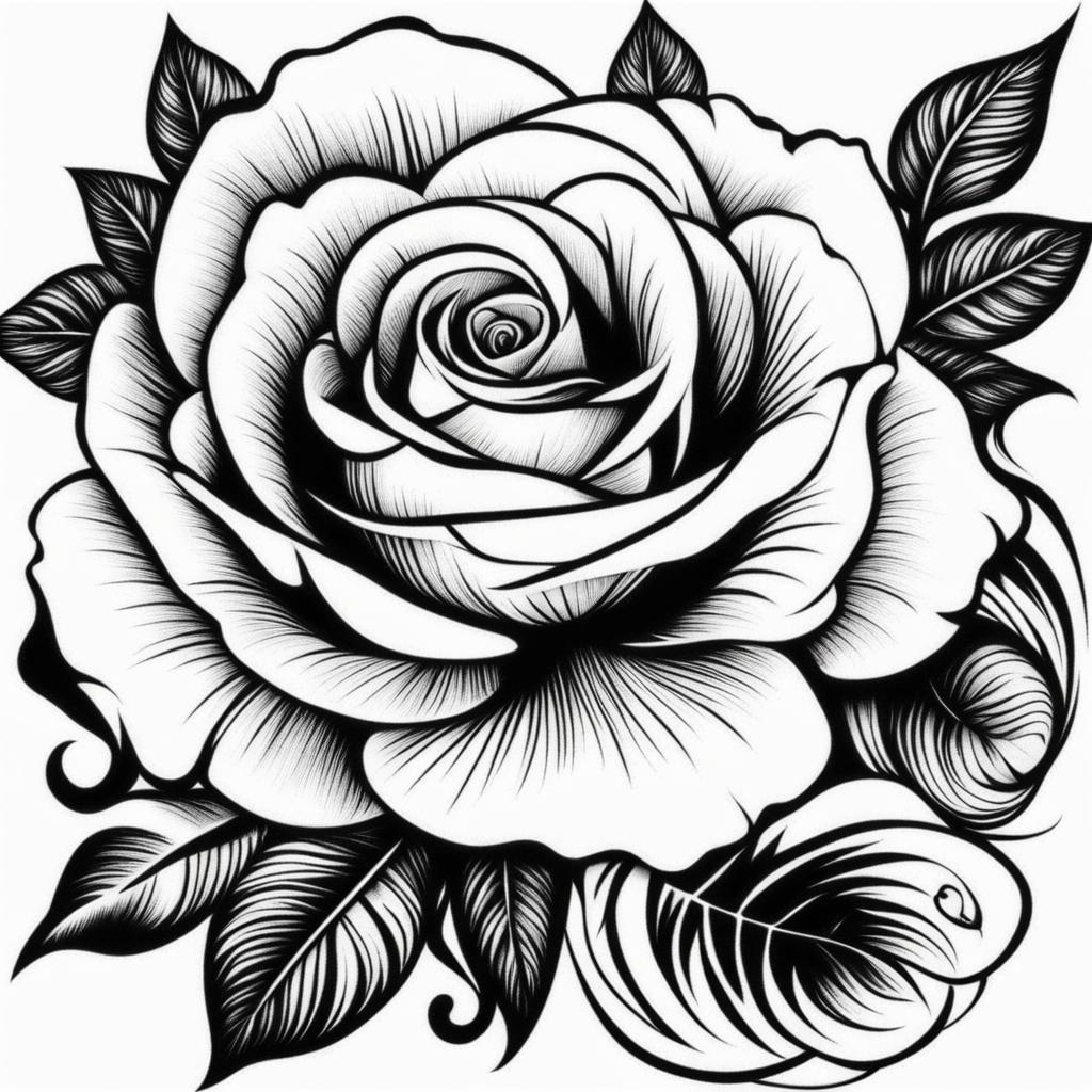 Black rose tattoo designs, Artistic designs and styles for black rose tattoos.  color, tattoo patterns, white clean background