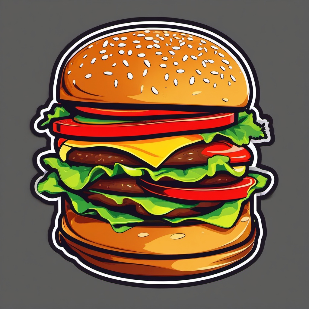 Burger sticker, Juicy , sticker vector art, minimalist design