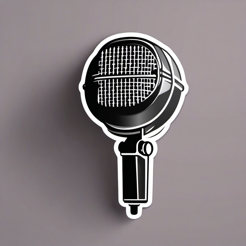 Microphone Sticker - Microphone for music or karaoke, ,vector color sticker art,minimal