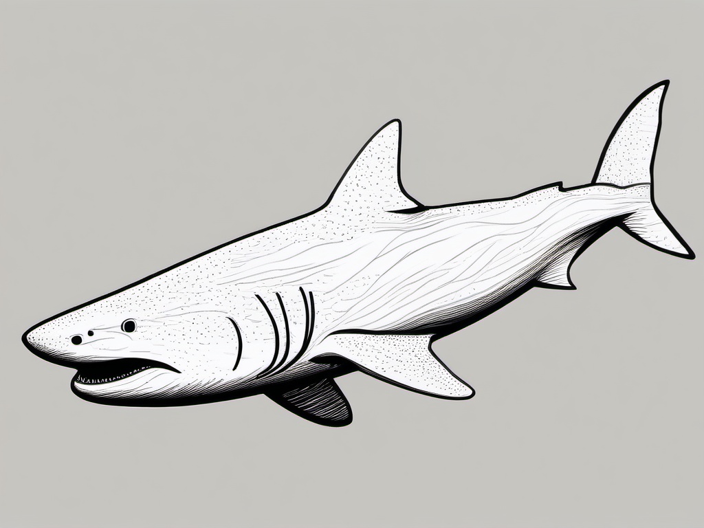 drawing of Greenland shark  minimal rough sketch scribbles,doodles,black and white