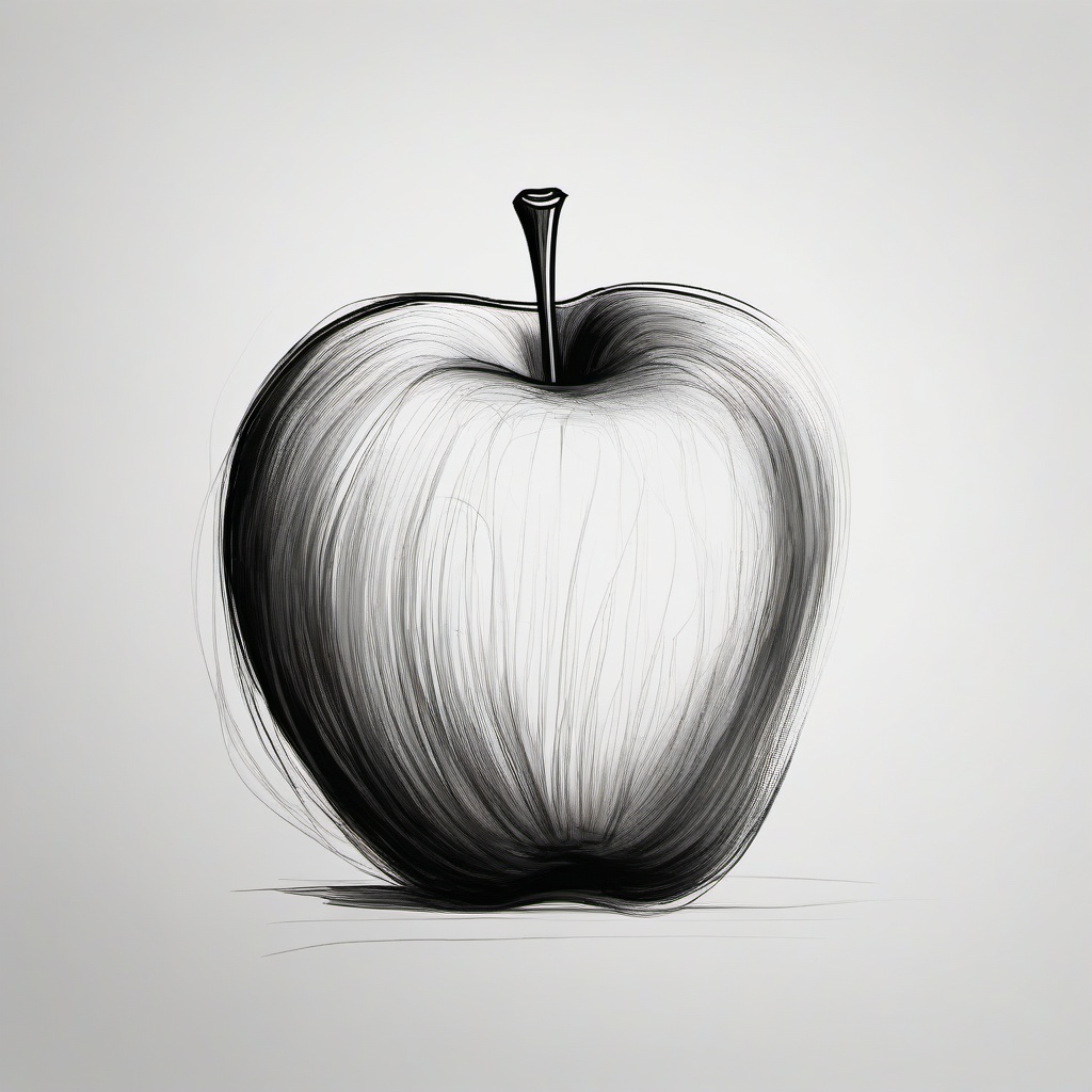 sketch of a apple  minimal rough sketch scribbles,doodles,black and white